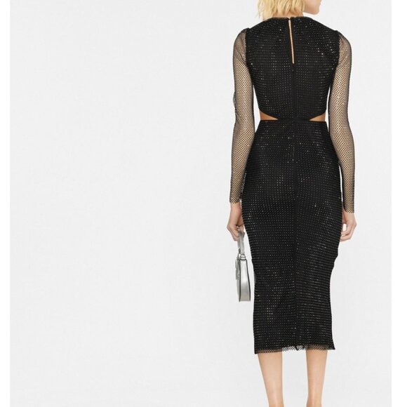 Self-Portrait black studded jersey midi dress (Sm-6) - Picture 3 of 11